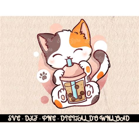 Cat Boba Tea Bubble Tea Anime Kawaii Neko Digital Prints D Inspire