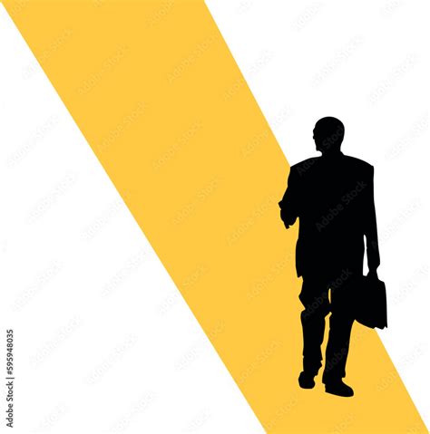 Vector de hombre ejecutivo caminando con maletín sobre franja color