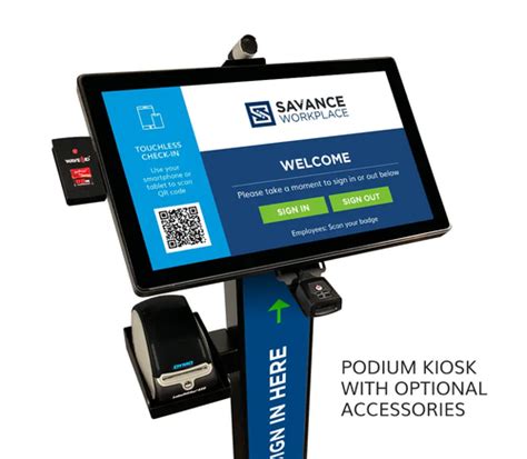 Savance Workplace Visitor Management Free Standing Podium Kiosk