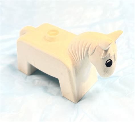 Lego Duplo Horse Figure Vintage White W Black Eyes W White Dot Ebay