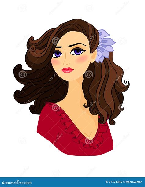 Portrait Of Beautiful Girl Isolated Stock Vector Illustration Of