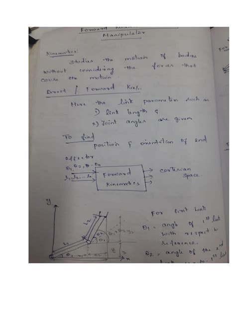 Handwritten Notes Kinematics Forwardinverse And Dh Parameters Pdf