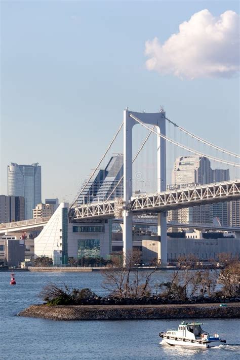 Tokyo Bay With Rainbow Bridge In Odaiba City Skyline Editorial Stock