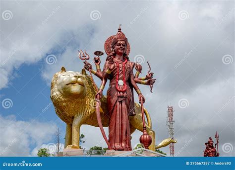 Murti Of Durga Maa Mother Goddess Durga With Golden Lion At The