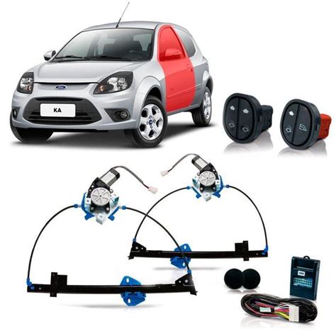 Kit Vidro Elétrico Ford Ka 2008 a 2014 Modelo 2 Portas Sensorização das