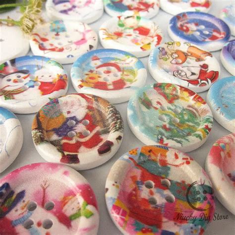 Aliexpress.com : Buy Christmas buttons 50pcs 25mm Mixed Christmas wood sewing decorative buttons ...