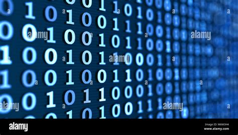 Binary Computer Code Blue Wide Background 3d Illustration Stock