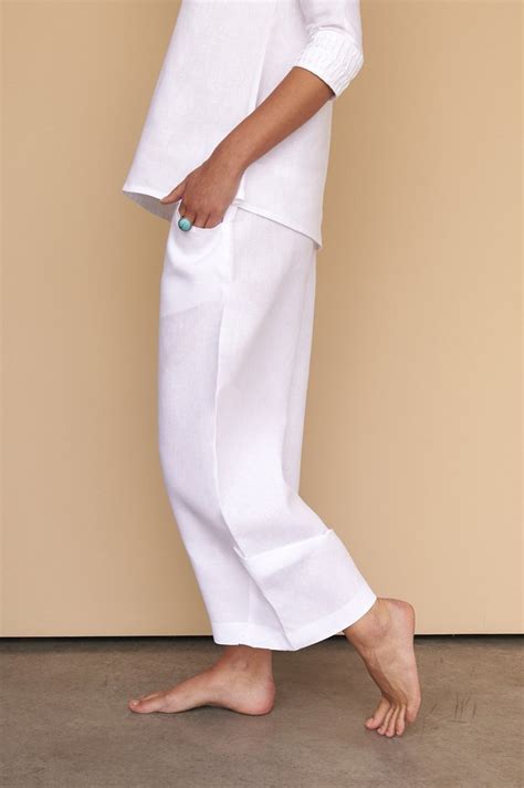 Shop White Linen Wide Alya Pants For Aed 588 By Facil Blanco Dubai