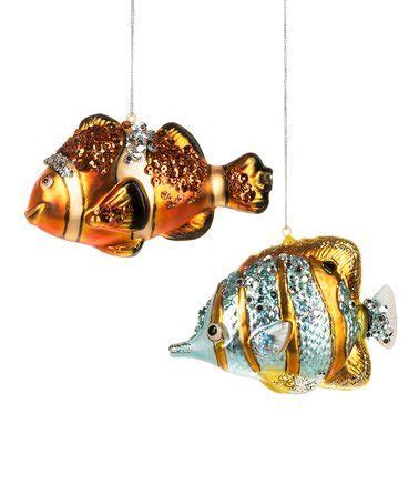 GANZ Tropical Fish Glass Ornament Set Of Two Glass Ornaments