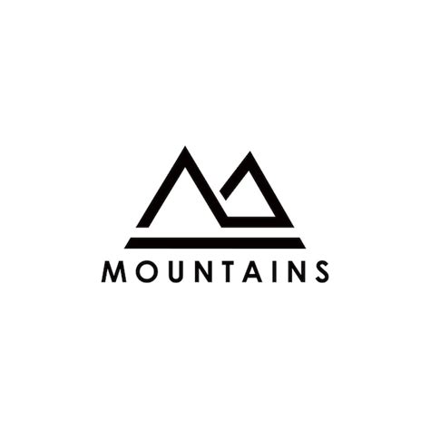 Design De Logotipo Minimalista Plano Simples De Montanhas Vetor Premium