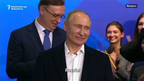 Putin Celebrates Victory With Supporters Youtube