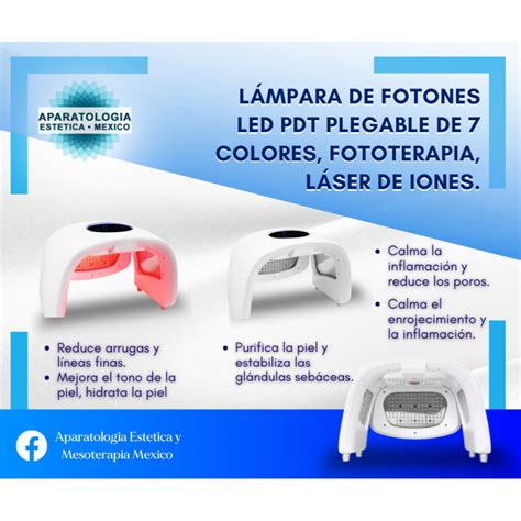 Lámpara de fotones LED PDT plegable de 7 colores fototerapia láser de