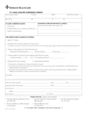 Fillable Online Munsonhealthcare Ct Lung Cancer Screening Order