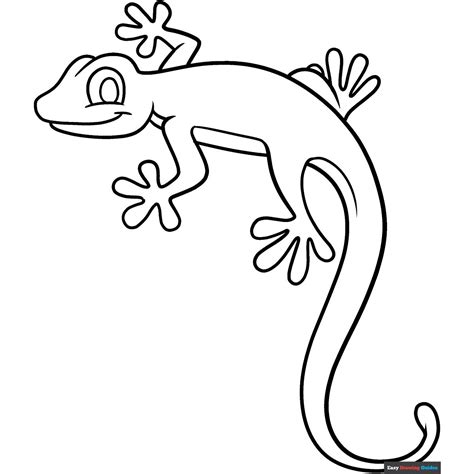 Cartoon Lizard Coloring Page Easy Drawing Guides I