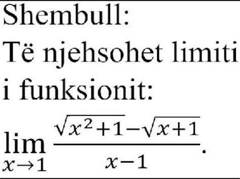 Detyra Matematik Limit I Funksionit Youtube