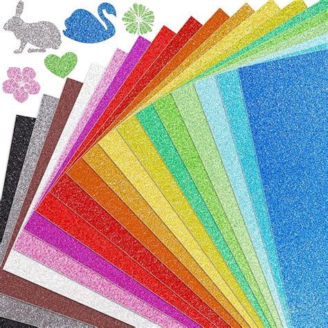 Amazon BigOtters 20 Sheets Glitter Cardstock Paper 10 Colors