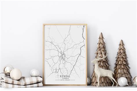 KENDAL Map Print, High Res Map of Kendal, Cumbria, Minimalist UK City ...