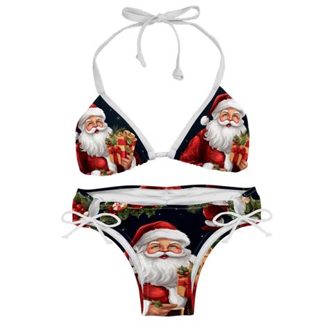 Santa Claus Detachable Sponge Adjustable Strap Bikini Set Two Pack