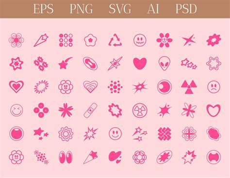 Y2K Aesthetic Vector Icons Bundle Over 54 Vectors For Graphic Etsy