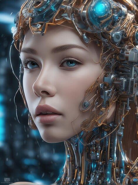 Premium Ai Image A Woman With A Futuristic Helmet And A Futuristic Face