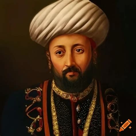 Portrait Of Suleiman The Magnificent Ottoman Sultan In Royal Attire On