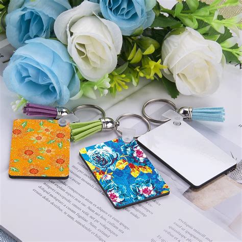 Duufin 120 Pieces Rectangle Sublimation Keychain Blanks Double Side