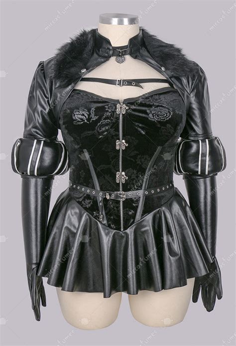 Women Plus Size Yennefer Derivative Sexy Lingerie Set Costume Black Dress And Short Jacket
