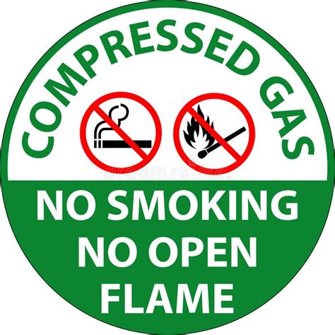 Compressed Gas No Smoking No Open Flame Floor Sign Stock Vector