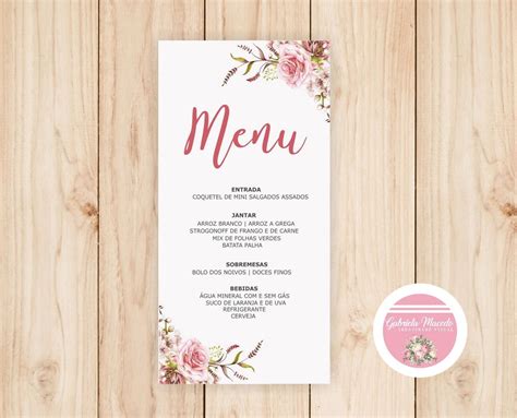 Menu Cardapio De Casamento Classico Arte Digital Menu Casamento