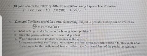 Solved 3 10 Points Solve The Following Differential