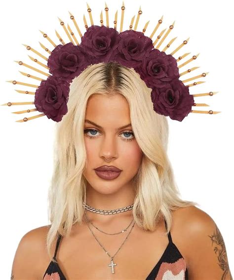 Bartosi Halo Crown With Roses Womens Goddess Headbands