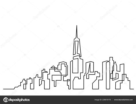 City Skyline Line Drawing