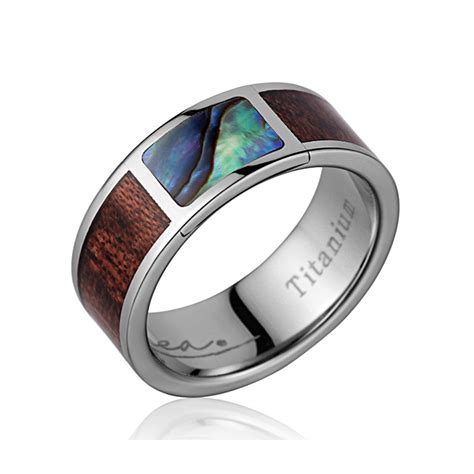 Koa Wood And Abalone Titanium Ring Landing Company