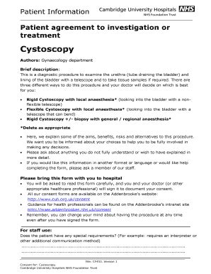 Fillable Online Cuh Org CFPI001 Generic Form 1 Urology Consent