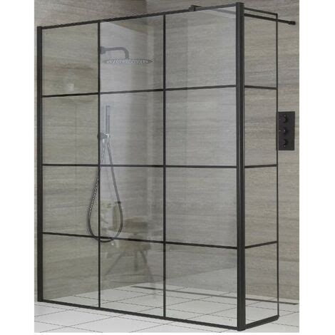 Milano Barq Mm Black Recessed Walk In Wet Room Shower Enclosure