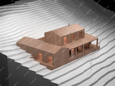 Premium Photo Wooden Architectural Model Of A House With Contour