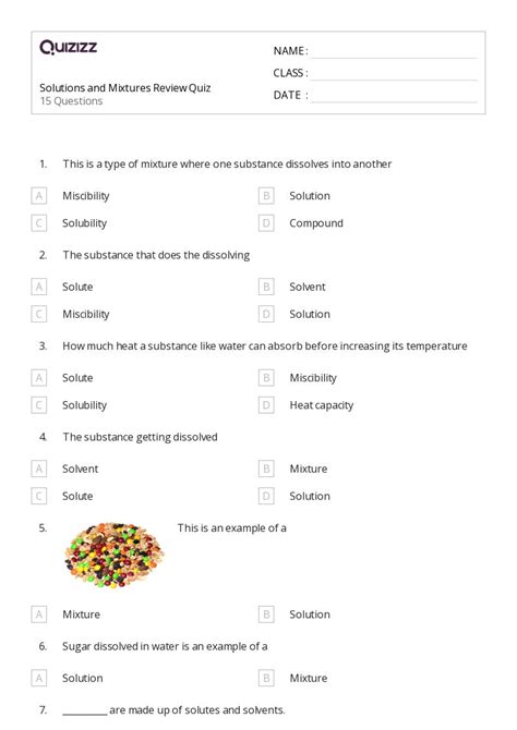 Free Printable Mixtures And Solutions Worksheets Worksheets Library