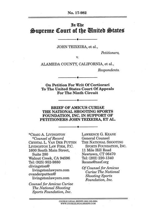 Craig A Livingston And Crystal L Van Der Putten File Amicus Curiae Brief In The United States