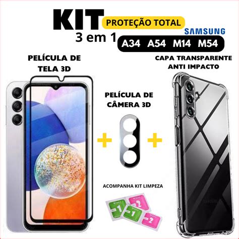 Kit Samsung Galaxy Capa Anti Impacto Película Frontal 3D Película