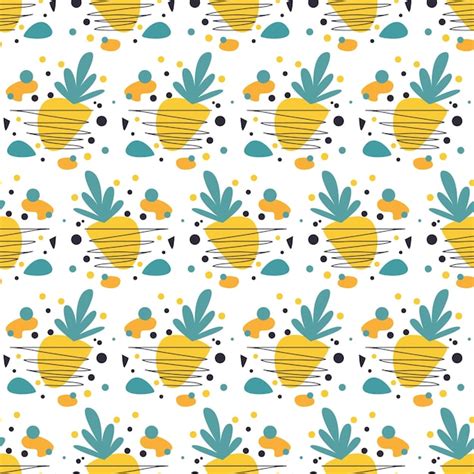 Premium Vector Seamless Pattern Of Hand Drawn Abstract Pineapple