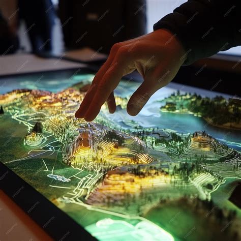 interactive physical map  digital elements responding  user touch