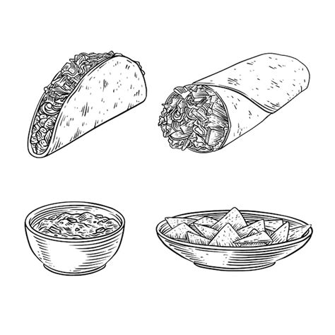 Ilustración dibujada a mano comida mexicana Vector Gratis