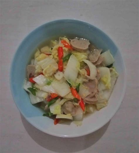 resep oseng sawi bakso sederhana rumahan  yummy app