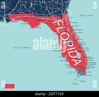 Florida State Outline Administrative And Political Map In Black And