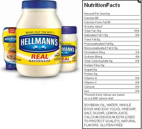 hellmann's mayonnaise nutrition facts