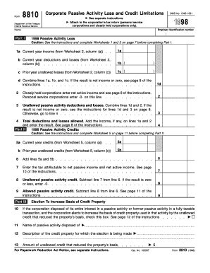 Fillable Online Corporate Passive Activity Loss And Credit Limitations