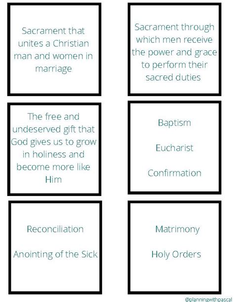 Definition Flashcards For The 7 Sacraments Of The Catholic Church