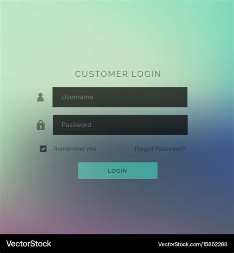 Modern Login Ui Form Template Design With Blurred Vector Image