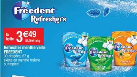 Promo Refresher Menthe Verte Freedent Chez Cora