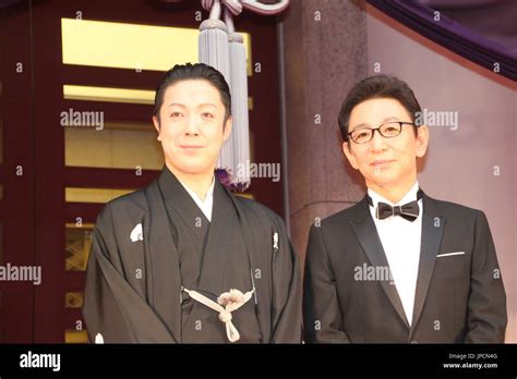 Kabuki actor Onoe Kikunosuke (L) and TV personality Ichiro Furutachi ...